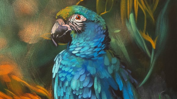 Acrylic Painting Made Easy painting of blue and green bird